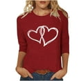 thumbnail image 1 of KIHOUT Women's Romantic Intertwined Heart 3/4 Sleeve Top - Black, Perfect for Valentine’s Dates & Daily Outfits (S-5XL), 1 of 5