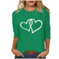 thumbnail image 1 of KIHOUT Women's Romantic Intertwined Heart 3/4 Sleeve Top - Black, Perfect for Valentine’s Dates & Daily Outfits (S-5XL), 1 of 5