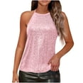 thumbnail image 1 of KIHOUT Women's Sequin Halter Neck Party Tank Top - Sparkly Sleeveless Camisole, Night Out & Event Wear (S-XXL), 1 of 9