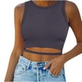 thumbnail image 1 of KIHOUT Women's Solid Color Crew Neck Crop Tank Top Sleeveless Waist Cutout Detail Form-Fitting Casual Summer Top, 1 of 6