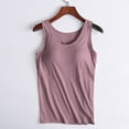 thumbnail image 1 of KIHOUT Women's Solid Color Tank Top Padded Built-in-Bra Camisole Without Rims And Cup Integrated Outer Wear Base Underwear, 1 of 7