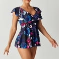 thumbnail image 1 of KIHOUT Women's Split Bikini Swimsuit Floral Print Peplum Ruffle Top Removable Padded Nylon for Beach Pool Summer, 1 of 7