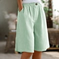 thumbnail image 1 of KIHOUT Women's Striped Wide Leg Shorts - Nylon Spandex Blend, Elastic Waist with Button Detail, Side Pockets, Loose Fit for Casual, Beach & All-Season Wear, 1 of 9