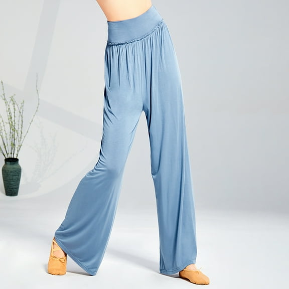 KIHOUT Women's Summer Pants Women's Loose High Waist Wide Leg Pants Workout Out Modert Casual Trousers Yoga Gym Pants