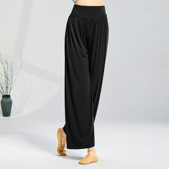 KIHOUT Women's Summer Pants Women's Loose High Waist Wide Leg Pants Workout Out Modert Casual Trousers Yoga Gym Pants