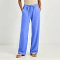 thumbnail image 1 of KIHOUT Women's Wide Leg Pants Drawstring Elastic Waist Loose Fit Casual Trousers with Side Pockets Lightweight Beach Vacation Pants for Summer, 1 of 9