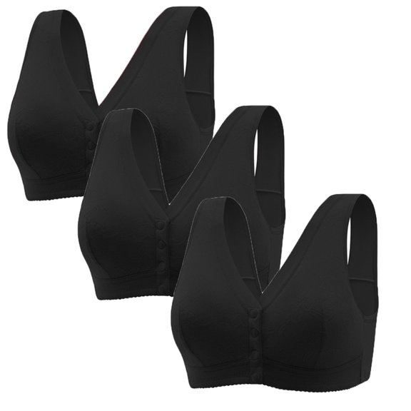 KIHOUT Womens Bras Bras for Women Comfortable Women's Front Button Wide Strap Breathable Bra Underwear Soft Pad Bra Gather Breasts Sleeping Bra Everyday Underwear Bras