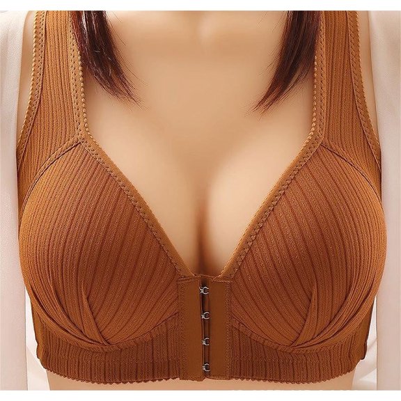 KIHOUT Womens Bras New Front Buckle Style Sagging Gathering And Closing Auxiliary Breasts Without Steel Rings Stylish Oversized Women's Underwear Bra