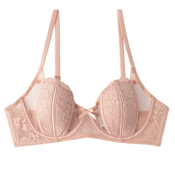 KIHOUT Womens Bras Clearance Women Versatile And Comfortable Stylish Solid Lace Hollow Bow with Steel Ring Bra And Underwear