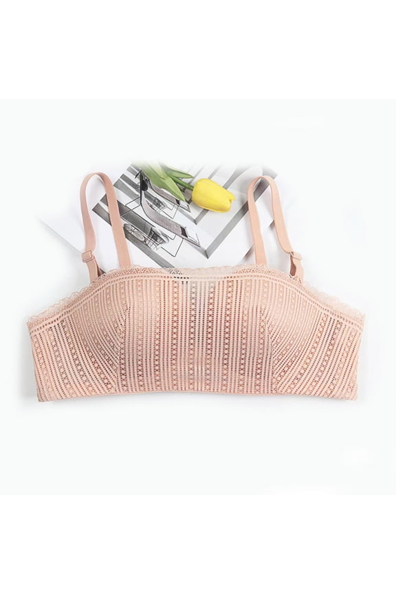 Womens Bras Women's Stylish Style Bra Slip Invisible Off Shoulder Lace Strapless Underwear Mesh Detachable Shoulder Straps