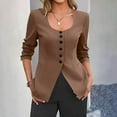 thumbnail image 1 of KIHOUT Womens Business Work Casual Blazers Button Down Scoop Neck Split Hem Fitted Suit Jackets, 1 of 6