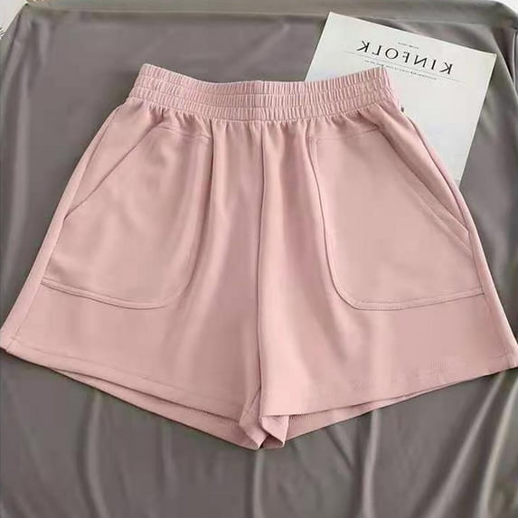 KIHOUT Womens Fashion Shorts Women's Solid Color High Waisted Loose Slimming Wide Leg Pants Solid Color Casual Shorts
