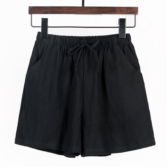 KIHOUT Womens Fashion Shorts Women's Solid Color Loose Cotton Crepe Casual Wide Leg Shorts Discount