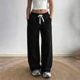 thumbnail image 1 of KIHOUT Womens High Waisted Wide Leg Pants Drawstring Elastic Waistband Casual Loose Fit Sweatpants with Pockets Solid Color, 1 of 8