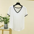 thumbnail image 1 of KIHOUT Womens' Lndependence Day Print V-Neck Button-Up T-Shirt Loose Top Summer, 1 of 5