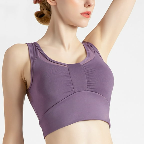 KIHOUT Womens Sport Bra Plus Size Women's Sports Bra Fall/Winter New Shock-proof Gathering Running Mesh Breathable Yoga Fitness Sports Underwear