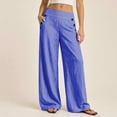 thumbnail image 1 of KIHOUT Womens Striped Waist Wide Leg Pants High Rise Elastic Back Casual Loose Fit Straight Leg Trousers with Pockets Daily Wear, 1 of 7