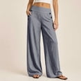 thumbnail image 1 of KIHOUT Womens Striped Waist Wide Leg Pants High Rise Elastic Back Casual Loose Fit Straight Leg Trousers with Pockets Daily Wear, 1 of 7