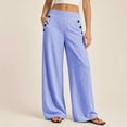 thumbnail image 1 of KIHOUT Womens Striped Waist Wide Leg Pants High Rise Elastic Back Casual Loose Fit Straight Leg Trousers with Pockets Daily Wear, 1 of 7