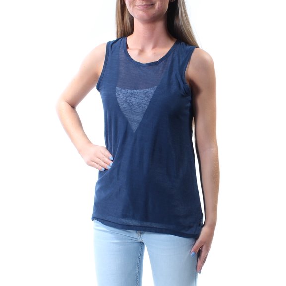 KIIND OF $39 Womens New 1962 Blue Jewel Neck Sleeveless Hi-Lo Casual Top XS B+B