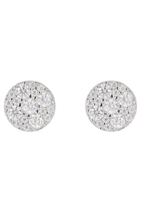 0.66 Carat Round Moissanite Stud Earrings, D Color VVS1 GRA Certified Hypoallergenic 14K White Gold Plated 925 Sterling Silver Luxe Gift for Men Women