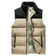 thumbnail image 1 of KIJBLAE 50% off Mens Puffer Vest Winter Down Coats Vest Stand Collared Zipper Sleeveless Jacket Vest with Pockets Khaki XXXL, 1 of 9