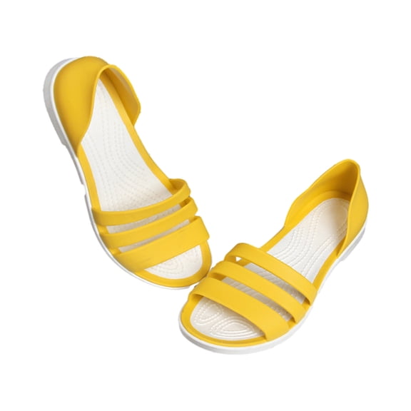 KIJBLAE Women's Summer Jelly Sandals Female Beach Shoes Open Toe Flats Non-Slip Soft Bottom Sandals Ladies Garden Clogs Jelly Shoes Yellow 40