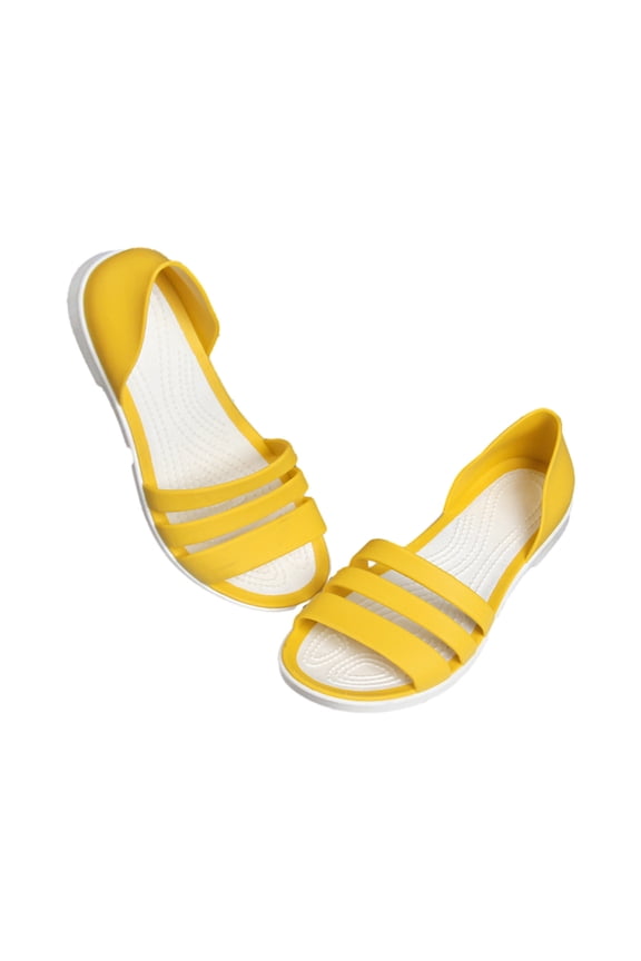 Women's Summer Jelly Sandals Female Beach Shoes Open Toe Flats Non-Slip Soft Bottom Sandals Ladies Garden Clogs Jelly Shoes Yellow 40
