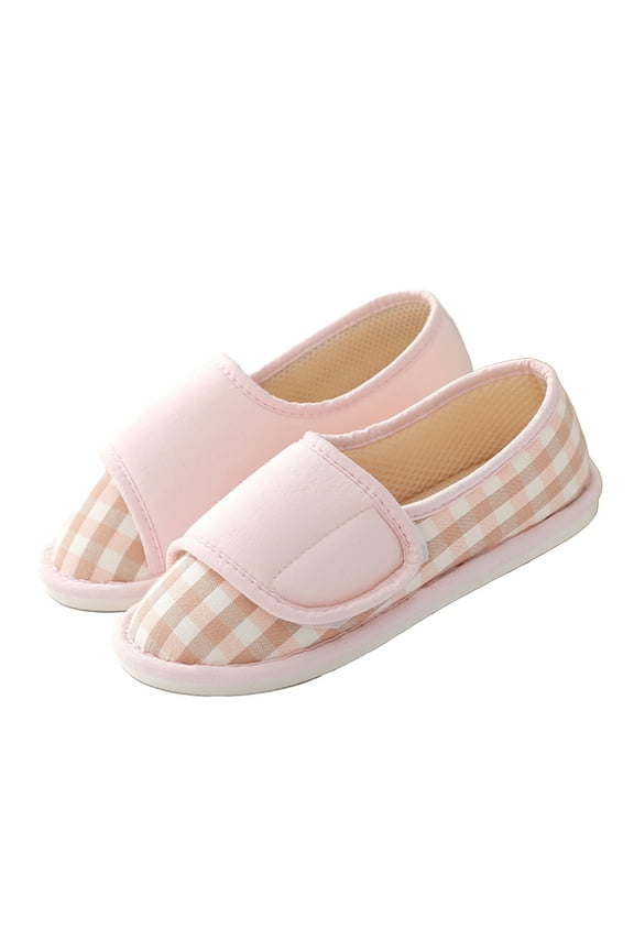 Women's Home Slippers House Shoes Ladies Soft Plaid Indoor Outdoor Bedroom Shoes Female Flats Anti-Skid Soft Sole Cozy Slip-On Mule Clog Shoes Pink 38-39