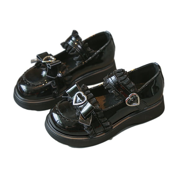 KIJBLAE Women's Lolita Shoes Bowknot Decorated Round Toe Chunky Heel Mary Jane Shoes Black 35