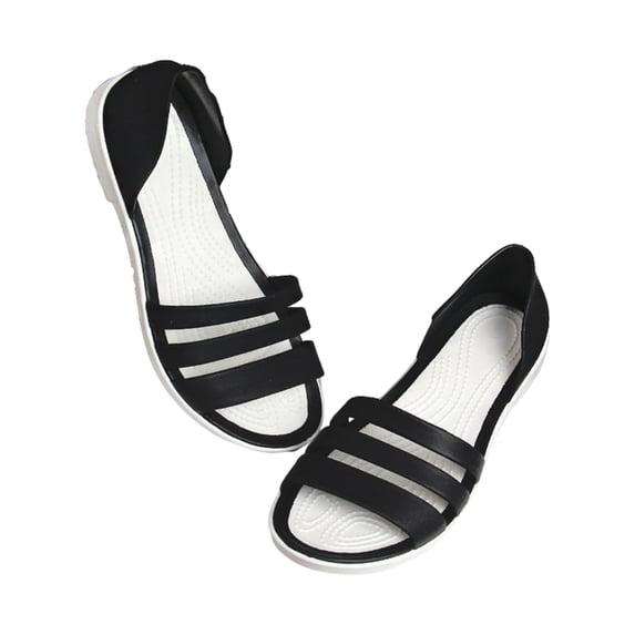 KIJBLAE Women's Summer Jelly Sandals Female Beach Shoes Open Toe Flats Non-Slip Soft Bottom Sandals Ladies Garden Clogs Jelly Shoes Black 38