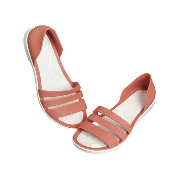 KIJBLAE Women's Summer Jelly Sandals Female Beach Shoes Open Toe Flats Non-Slip Soft Bottom Sandals Ladies Garden Clogs Jelly Shoes Pink 38