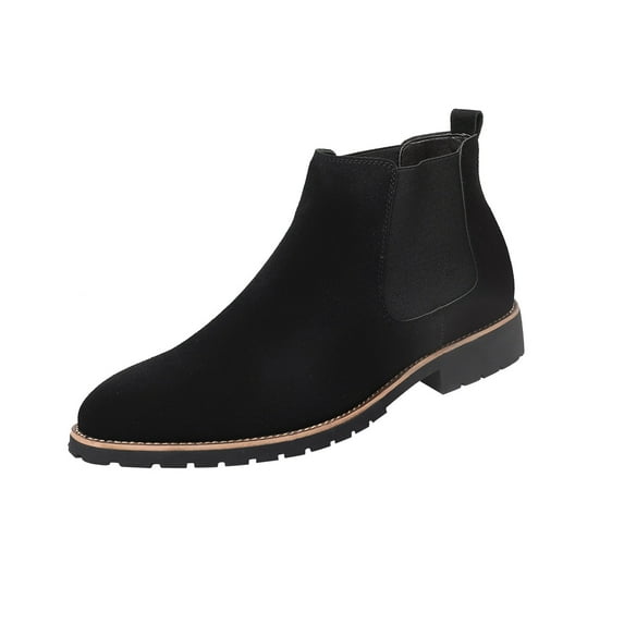 KIJBLAE Clearance Chelsea Boots For Women Round Toe Faux Leather Wearable Non Anti-slip Waterproof Casual Work Slip On Booties Black 40