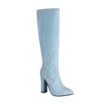 thumbnail image 1 of KIJBLAE Clearance Women's Knee High Boots Chunky Heel Round Toe Stretch Boots Over The Knee Boots Winter Boots Fashionable Comfortable Breathable Ankle Boots Sky Blue 44, 1 of 9