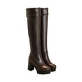 thumbnail image 1 of KIJBLAE Women's Over The Knee Boots Chunky Heel Boots Faux Leather Thigh High Boots Winter Boots Brown 38, 1 of 4