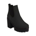 thumbnail image 1 of KIJBLAE Women's Ankle Boots Chunky Heel Comfortable Stylish Boots Side Pull On Suede Faux Leather Block Heel Winter Boots Black 36, 1 of 6