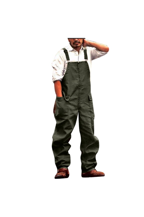 Clothing Mens Work Bib Overalls Baggy Lightweight Jumpsuit Loose Fit Cargo Workwear with Snaps Pockets(Army Green XXXL)