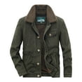 thumbnail image 1 of KIJBLAE Clothing Men's Warm Caot for Winter Fashion Casual Thickened Lamb Corduroy Long Sleeve Stand Collar Zipper Pocket Leather Windproof Denim Jacket Cotton(Army Green,XXXXXXL ), 1 of 5