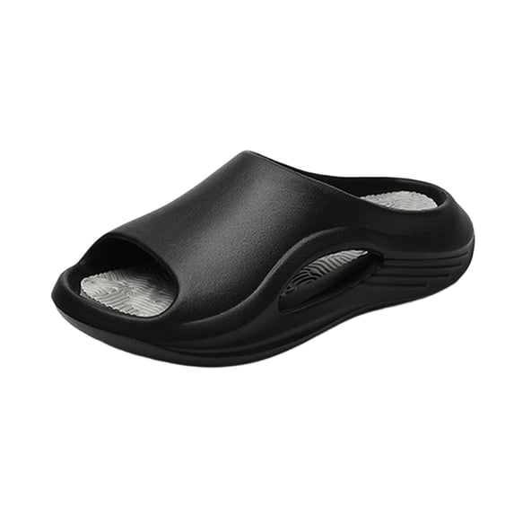 KIJBLAE Couples Matching Thick Sole Non Slip Slide Slippers, Soft Indoor Outdoor Beach Pool Shower Casual Sandals Black 40-41