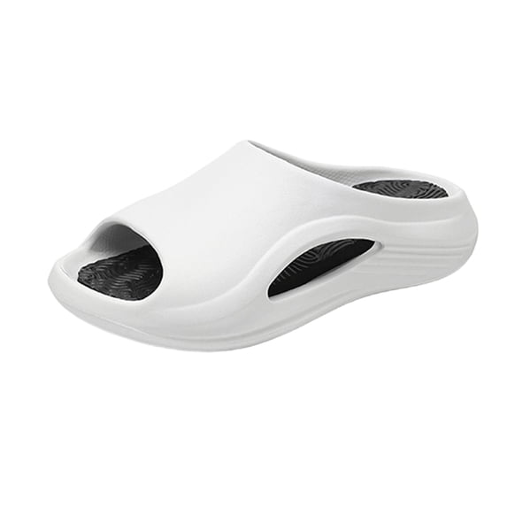 KIJBLAE Couples Matching Thick Sole Non Slip Slide Slippers, Soft Indoor Outdoor Beach Pool Shower Casual Sandals White 38-39