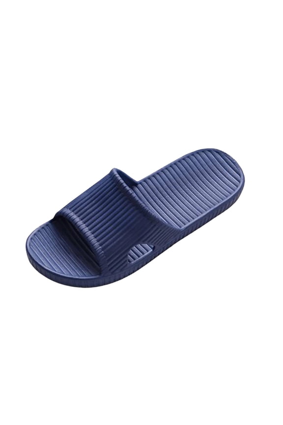Couples Plain Plastic Non-Slip Slippers, Hotel Spa Shower Slippers, Lightweight Summer Indoor Footwear for Bathroom and Daily Home Relaxation Dark Blue 36