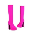 thumbnail image 1 of KIJBLAE Women's Winter Over The Knee Boots Chunky Heels Thigh High Boots Block Heeled Stretch Suede Sexy High Heel Knee High Boots Side Zipper Long Boots Hot Pink 43, 1 of 7