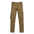 thumbnail image 1 of KIJBLAE Men Leisure Straight Leg Pants Work Elastic Casual Classic Trendy Solid Relaxed Comfy with Pockets Pants Loose Mid Waist Cargo Pants Khaki XXXXL, 1 of 6