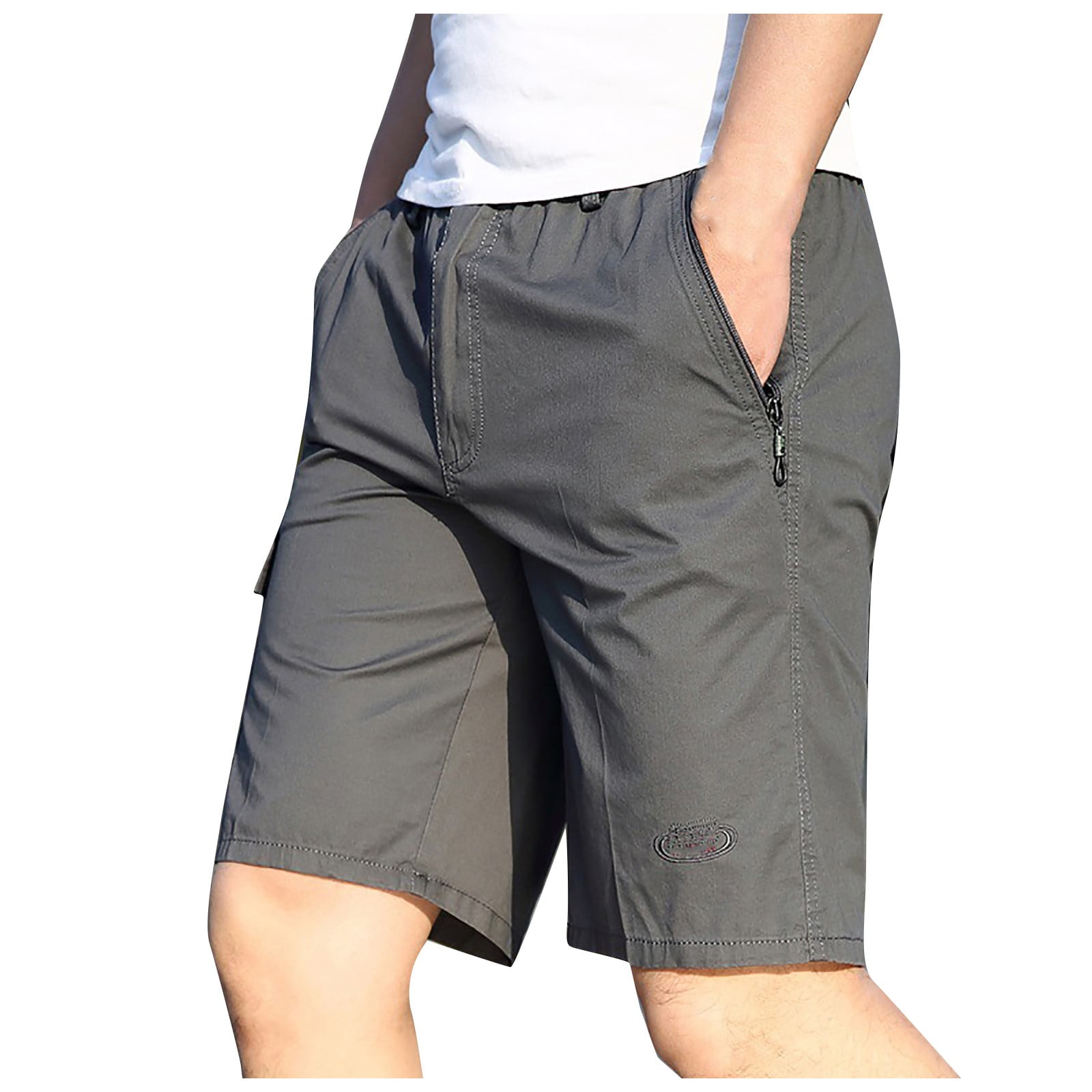 Boyzn Men's 2 Pack Casual Shorts Cotton Workout Elastic Waist Short Pants  Adjustable Drawstring Gym Shorts with Zipper Pockets Black/Army Green-S :  : Clothing, Shoes & Accessories