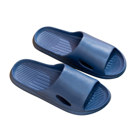 KIJBLAE Men's Summer Quick Drying Slippers Non-Slip Bathroom Sandals Indoor Bedroom Beach Hole Shoes Soft Sole Lightweight Slides Sandals Dark Blue 40