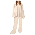 thumbnail image 1 of KIJBLAE Pajama Set Womens Long Sleeve Sleepwear Pullover Top and Pants Cozy Loungewear Soft Pjs Lounge Set&nbsp; Beige L, 1 of 4