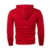KIJBLAE Sales Men's Fall Sweatshirt Coat Full Zip Long Sleeve Patchwork Hoodie Outwear with Drawstring Red S
