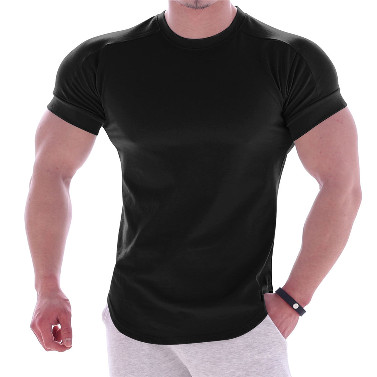 KIJBLAE Sales Men's Fitness T-Shirt Short Sleeve Tee Tops Casual