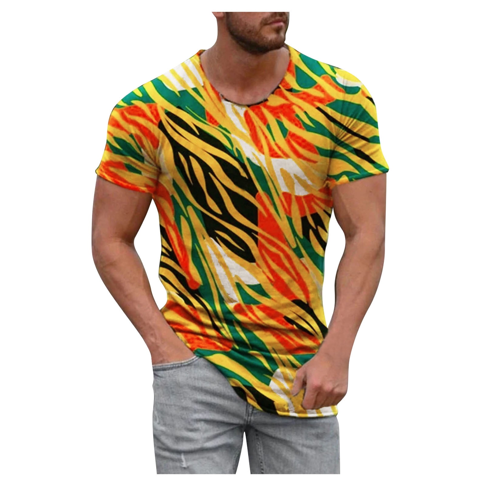 KIJBLAE Sales Men's T-Shirt Casual Tops 3D Vintage Ethnic Graphic