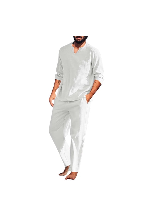 Sales Men's Tracksuit 2 Piece Sweatsuit Set Long Sleeve Pullover Athletic Suit For Sports Casual Fitness Jogging White L